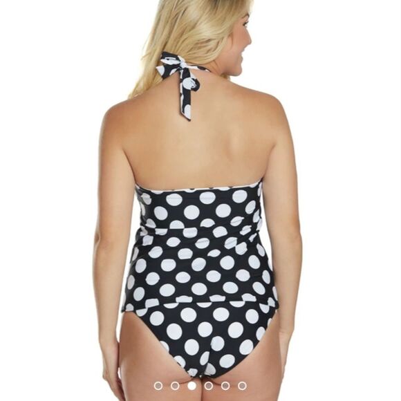 La blanca Dot Dot goose reversible halter tankini top - Picture 2 of 3